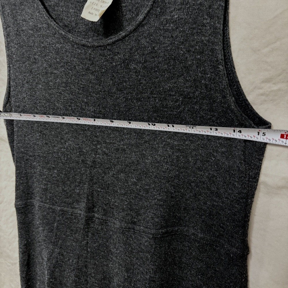 Vintage Maurices Gray Knit Sleeveless Maxi Dress 90s Made in USA Size 9/10 9838 - Picture 4 of 7